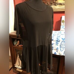 Black Short Sleeve Sheer Peplum Tunic
OR Sheer Bathingsuit Cover up